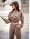 Welurowy dres krótka bluza i spodnie RODDY - cappuccino