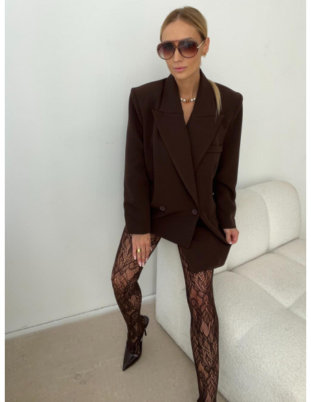 Asymetryczna marynarka oversize WINNET - czekoladowa
