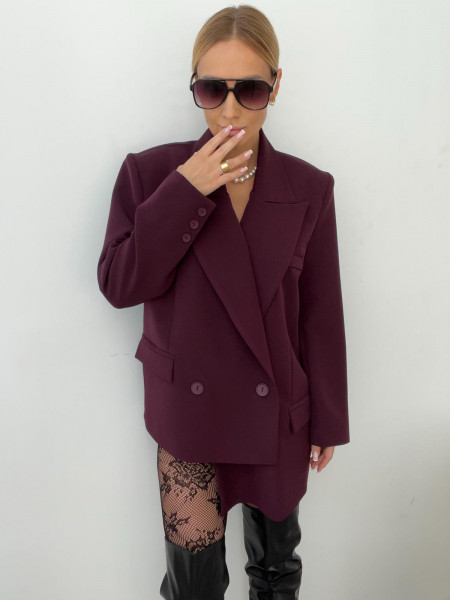 Asymetryczna marynarka oversize WINNET - bordowa 2