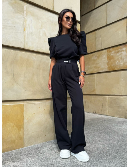 Bawełniany komplet bluzka ze spodniami XANDRA - czarny