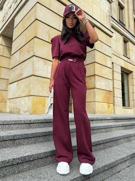 Bawełniany komplet bluzka ze spodniami XANDRA - bordowy