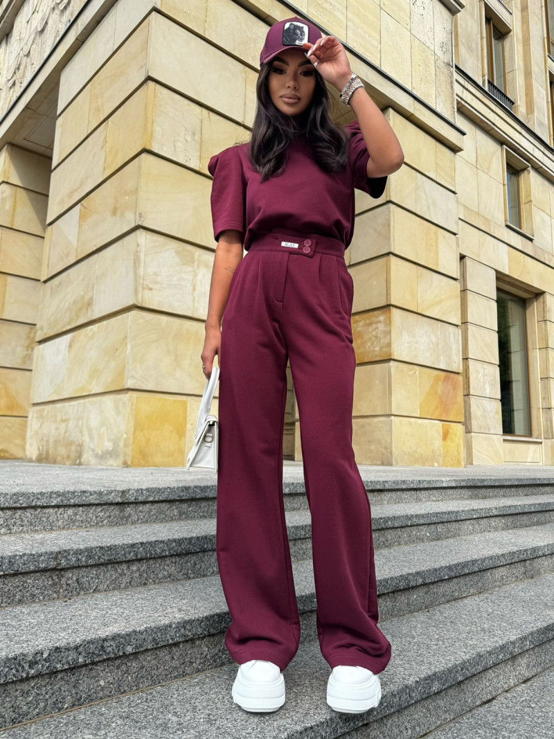 Bawełniany komplet bluzka ze spodniami XANDRA - bordowy