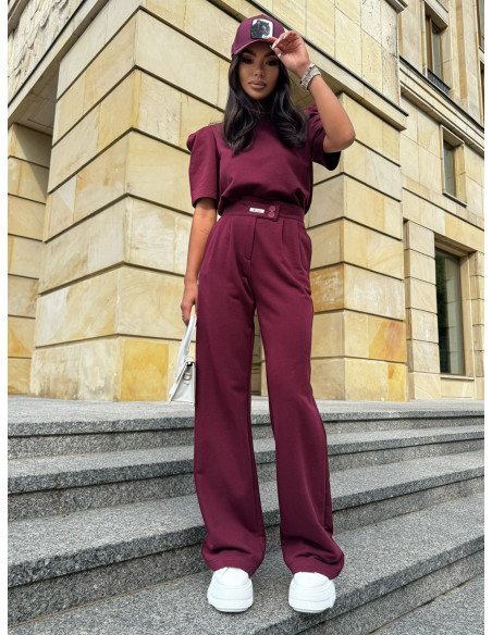 Bawełniany komplet bluzka ze spodniami XANDRA - bordowy