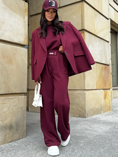 Bawełniany komplet bluzka ze spodniami XANDRA - bordowy 2