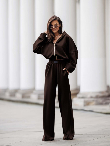 Stylowy komplet dresowy z tencelu MIKKA - czekoladowy 2