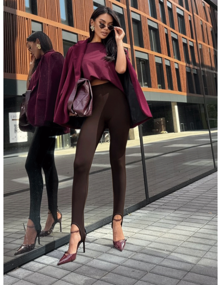 Dopasowane legginsy z zapiętkami RENNIE - czekoladowe