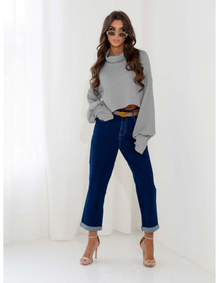 Dzianinowy sweter z golfem oversize NUALA - szary