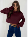 Dzianinowy sweter z golfem oversize NUALA - bordowy