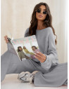 Komplet dzianinowy z szerokimi spodniami MILENA - szary