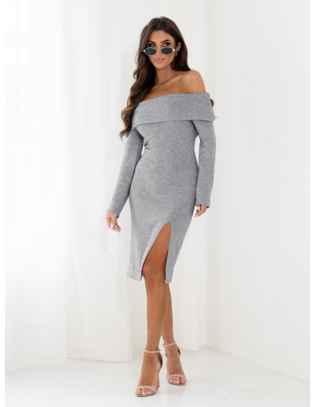 Dzianinowa sukienka hiszpanka MARCELINE - szara