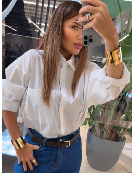 Klasyczna bawełniana koszula oversize YOSELIN - biała