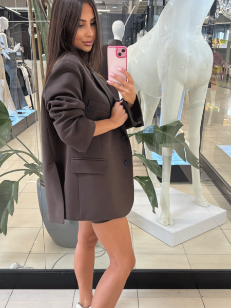 Stylowa marynarka oversize LANDI - czekoladowa