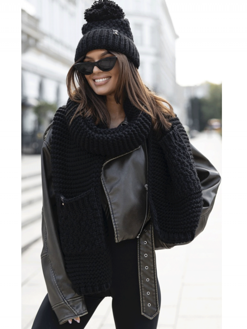 Komplet czapka i szalik YIUNA - czarny