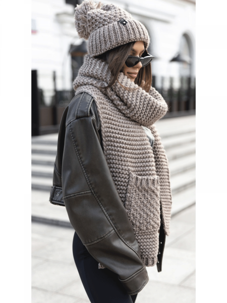 Komplet czapka i szalik YIUNA - mocha mousse 2