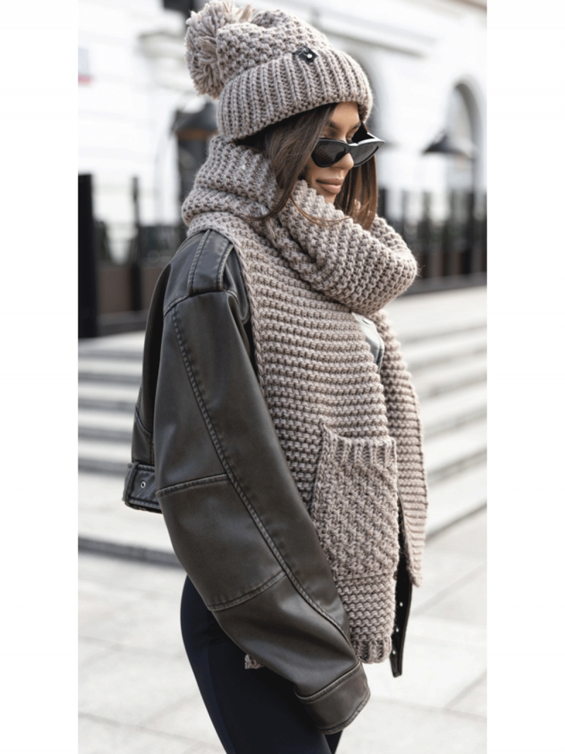 Komplet czapka i szalik YIUNA - mocha...