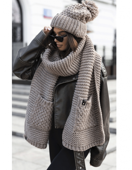 Komplet czapka i szalik YIUNA - mocha mousse