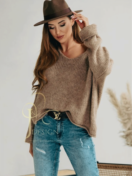 Sweter oversize z domieszką wełny PEDRO - cappuccino 2