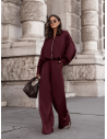 Masełkowy dres z szerokimi spodniami SORGO - bordowy
