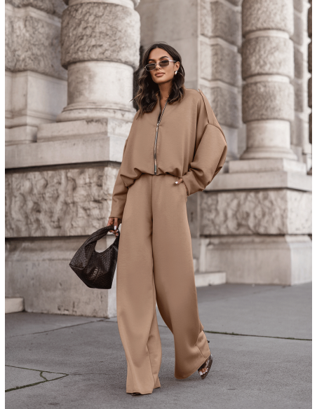 Masełkowy dres z szerokimi spodniami SORGO - beżowy