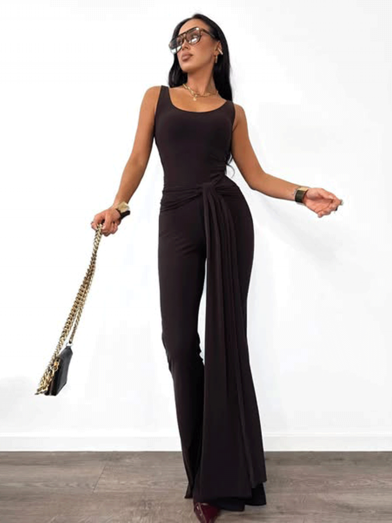 Wiskozowy kombinezon z wiązaniem...