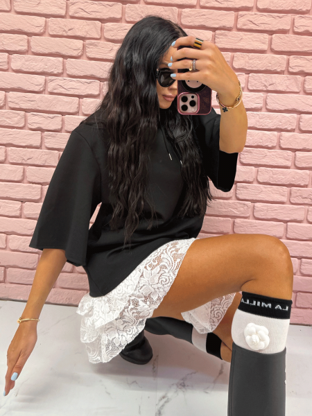 Podkolanówki z odpinanym kwiatkiem AFRA - białe