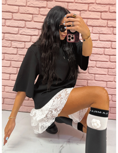 Podkolanówki z odpinanym kwiatkiem AFRA - białe