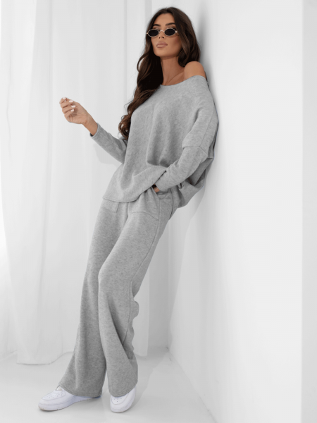 Komplet dzianinowy z szerokimi spodniami ELSINORE- szary 2