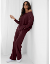 Komplet dzianinowy z szerokimi spodniami ELSINORE- bordowy