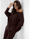 Komplet dzianinowy z szerokimi spodniami ELSINORE- czekoladowy