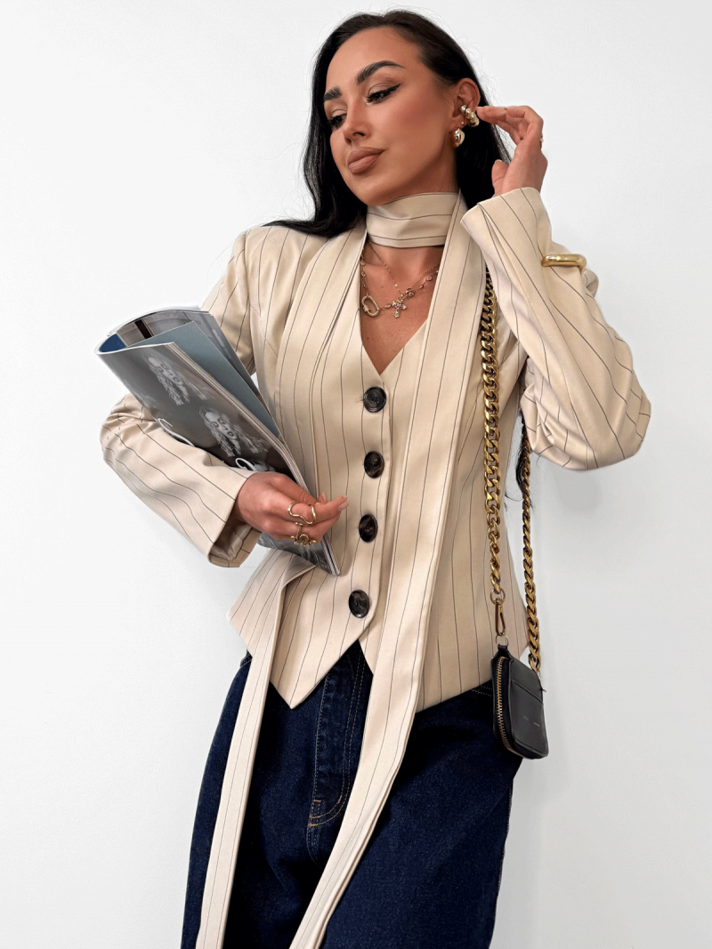 Wiskozowa gorsetowa marynarka z...