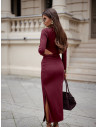Dopasowana maxi sukienka z wycięciami DEVRA - bordowa