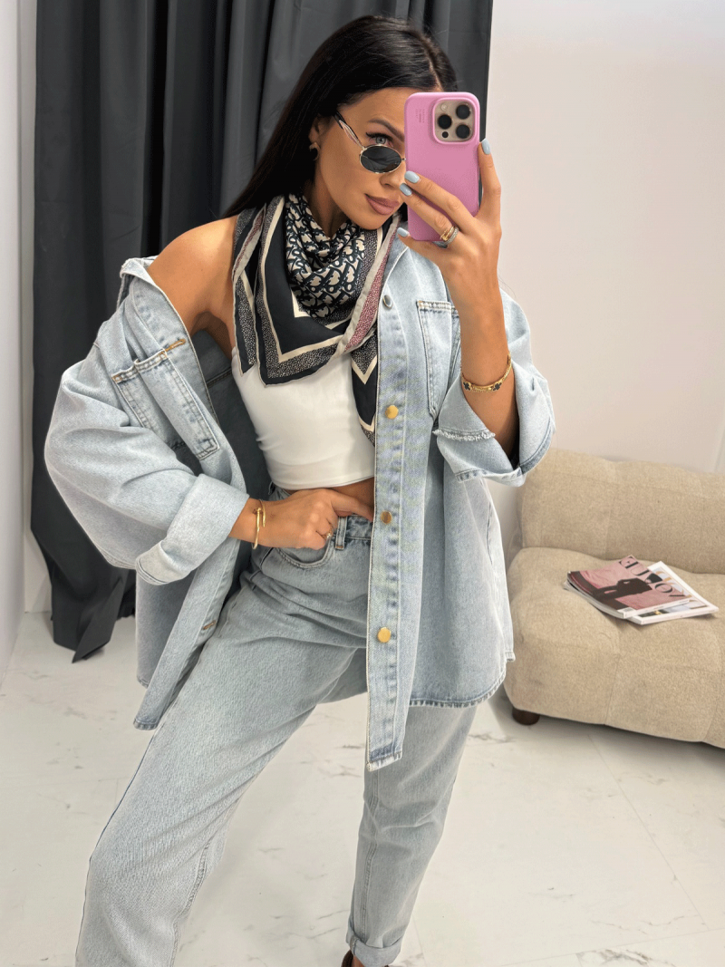 Jeansowa koszula oversize MOMI - jasny jeans