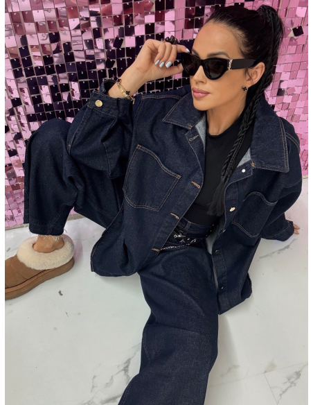 Jeansowa koszula oversize MOMI - ciemny jeans