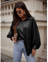 Satynowa koszula oversize CORALIE - czarna