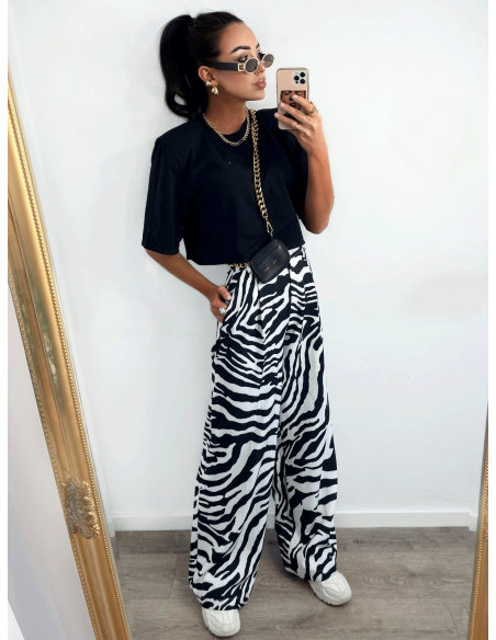 Stylowe spodnie w print MOANI - zebra