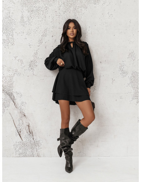 Rozkloszowana sukienka mini CLEO - czarna