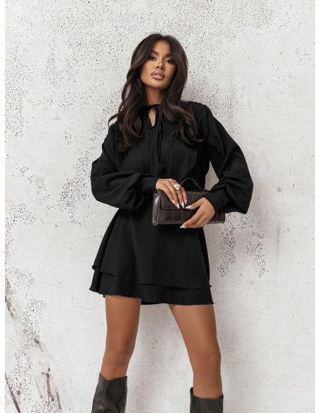 Rozkloszowana sukienka mini CLEO - czarna