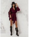 Sukienka mini z przekładanym dekoltem ALIA - bordowa