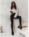 Dopasowane legginsy z pęknięciem na nogawce MELE - czarne