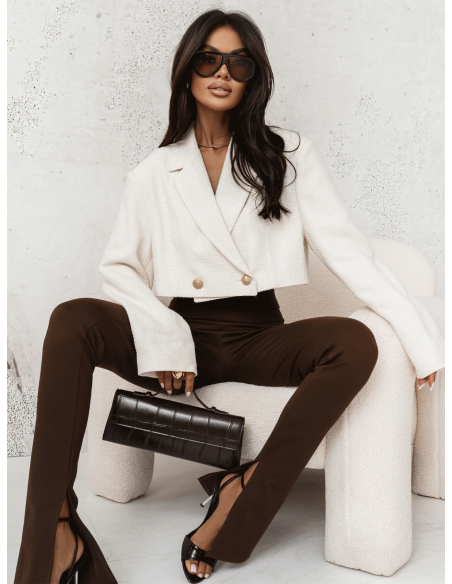 Dopasowane legginsy z pęknięciem na nogawce MELE - czekoladowe