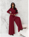 Komplet z wiskozy bluzka i szerokie spodnie RASTY - bordowy