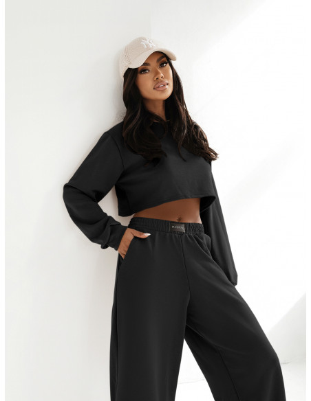 Komplet dresowy krótka bluza i spodnie SAYTON - czarny