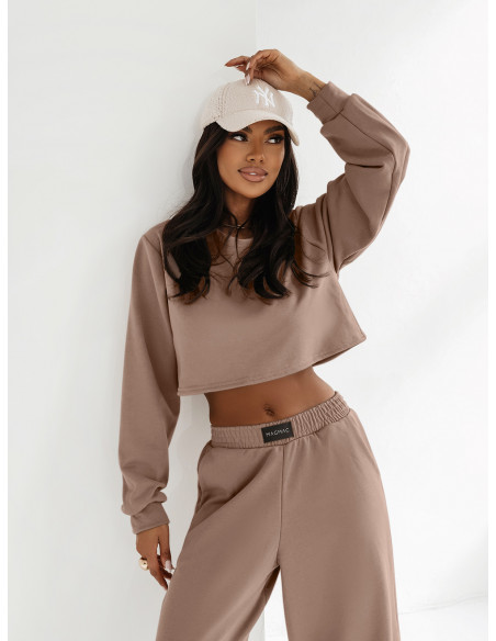 Komplet dresowy krótka bluza i spodnie SAYTON - mocha mousse