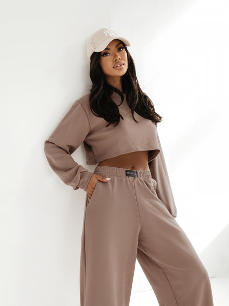 Komplet dresowy krótka bluza i spodnie SAYTON - mocha mousse 2