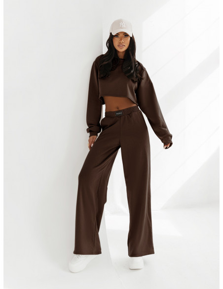 Komplet dresowy krótka bluza i spodnie SAYTON - czekoladowy