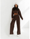 Komplet dresowy krótka bluza i spodnie SAYTON - czekoladowy
