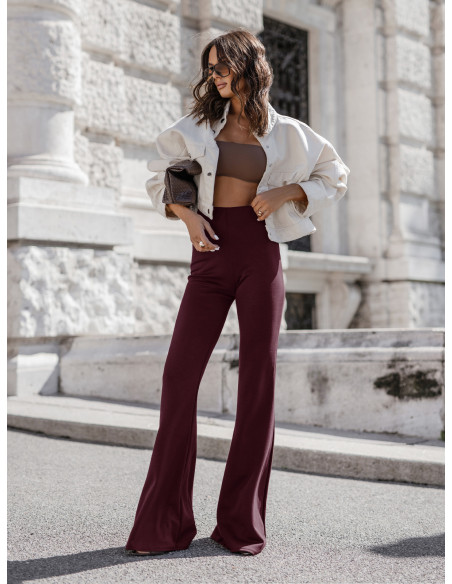 Masełkowe spodnie dzwony REILLY - bordowe