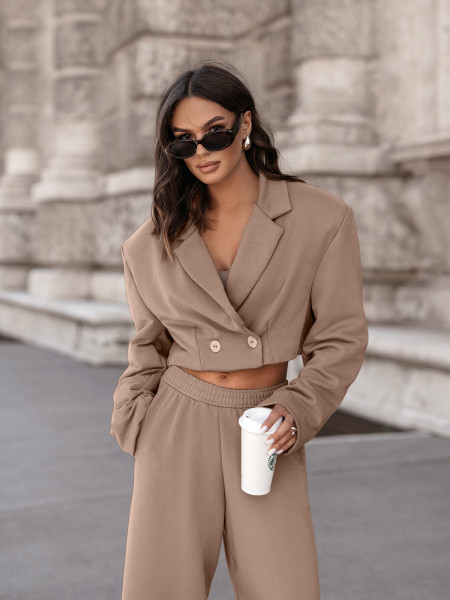 Komplet marynarka i szerokie spodnie ALARIX - mocha mousse 2