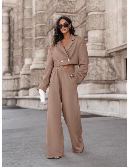 Komplet marynarka i szerokie spodnie ALARIX - mocha mousse
