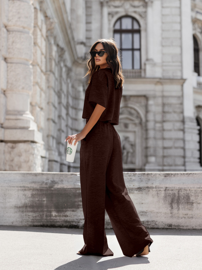 Masełkowy komplet bluzka i szerokie...